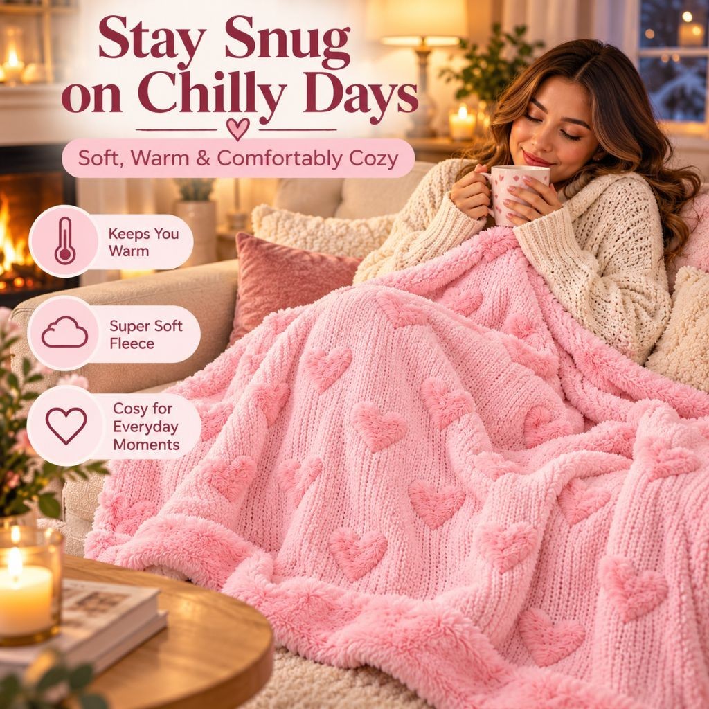 Pink teddy fleece bedding set lifestyle shot with warm lighting
