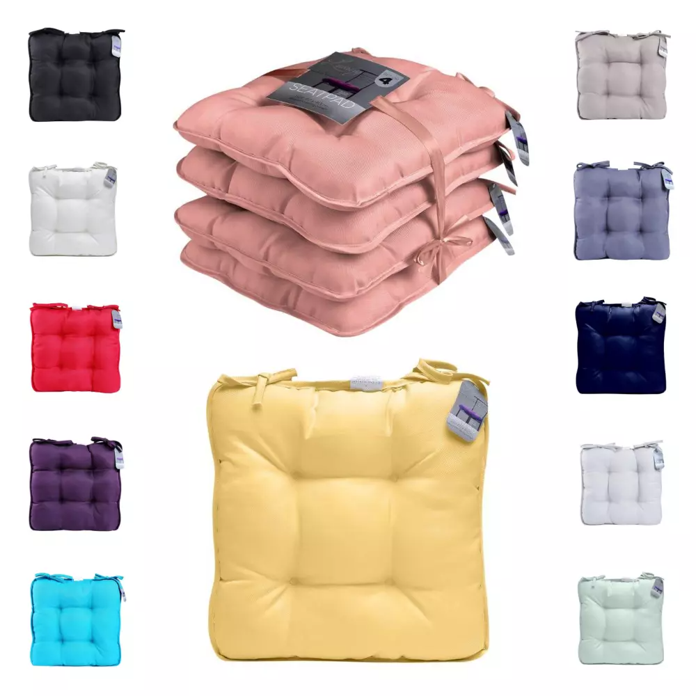 Chair Seat Pads Cushions Tie On Dining Garden Room Kitchen Patio Pack 2 4 6 – UK