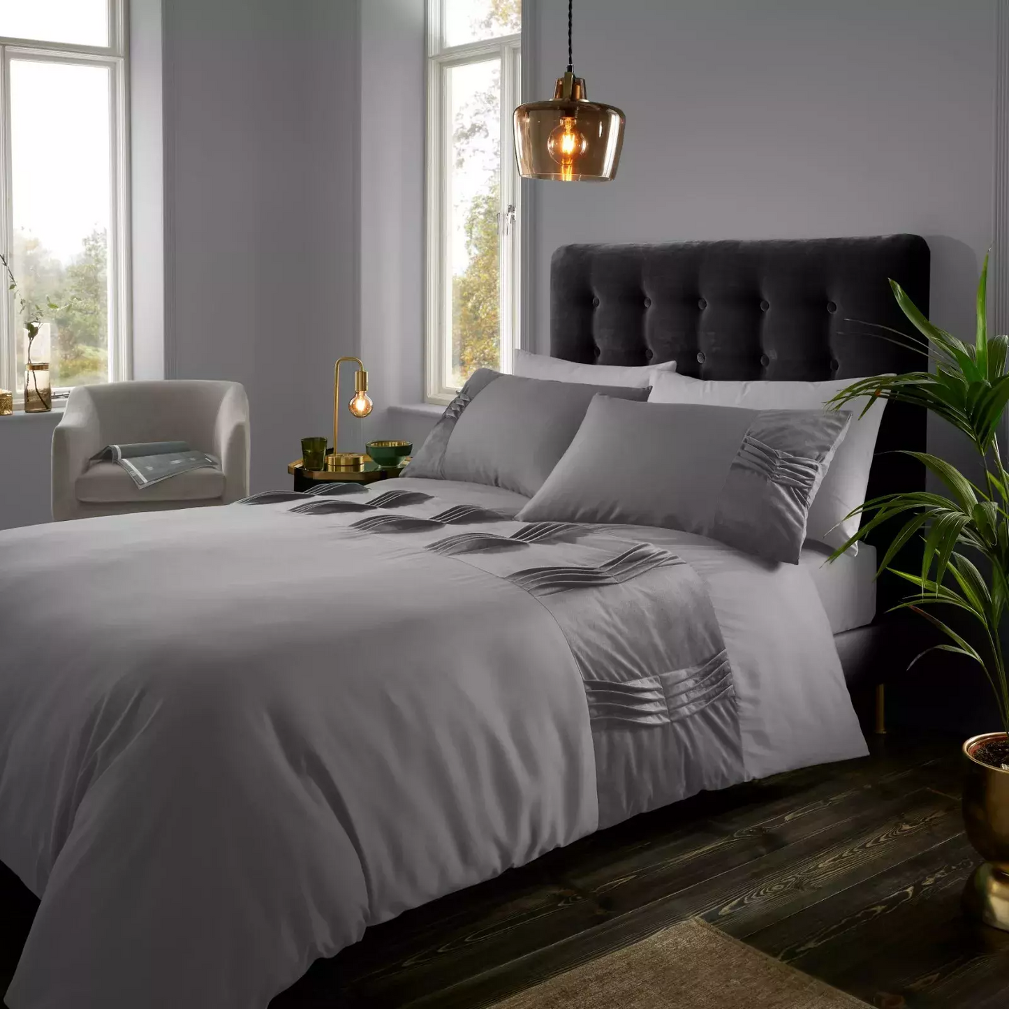 RIVIE Duvet Cover Set Velvet Stripe Signature Quilt Covers Bedding Set All Sizes