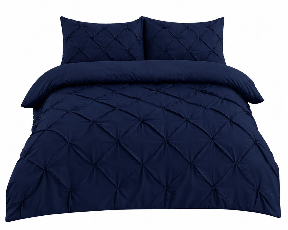 Duck Egg blue pintuck duvet cover styled in a coastal bedroom