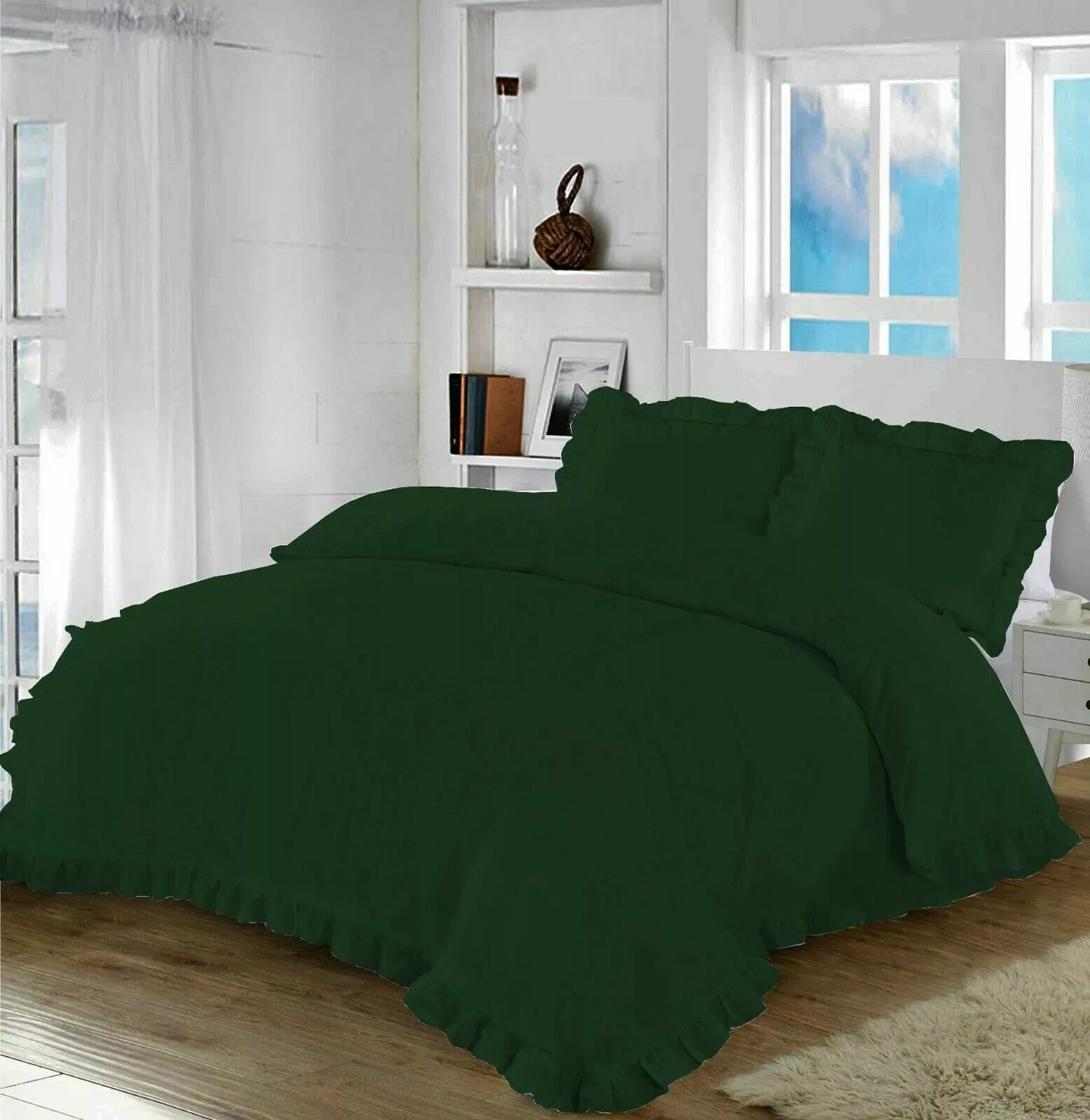 Stylish Design Santiago FRILL Duvet Quilt Cover + Pillow Case Bed Set All Size