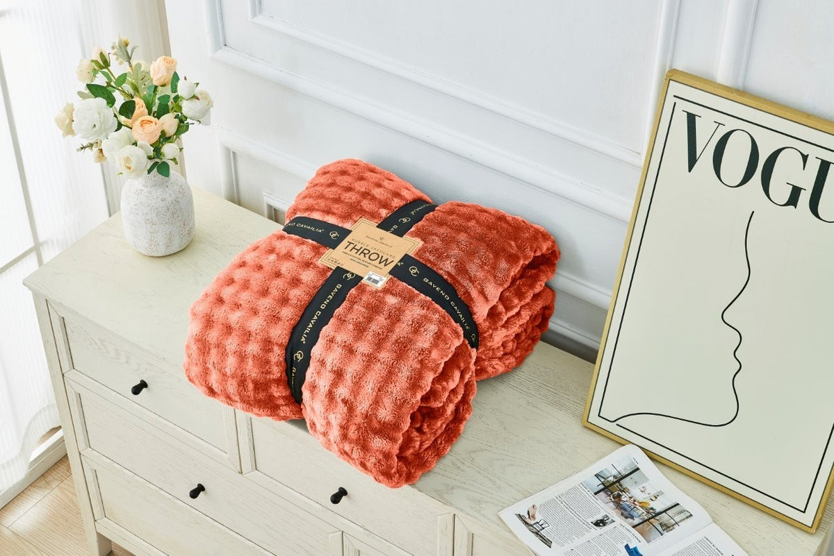 Bubble Jacquard Teddy Sherpa Fleece Throw Warm Cosy Sofa Bed Super Soft Blanket – UK