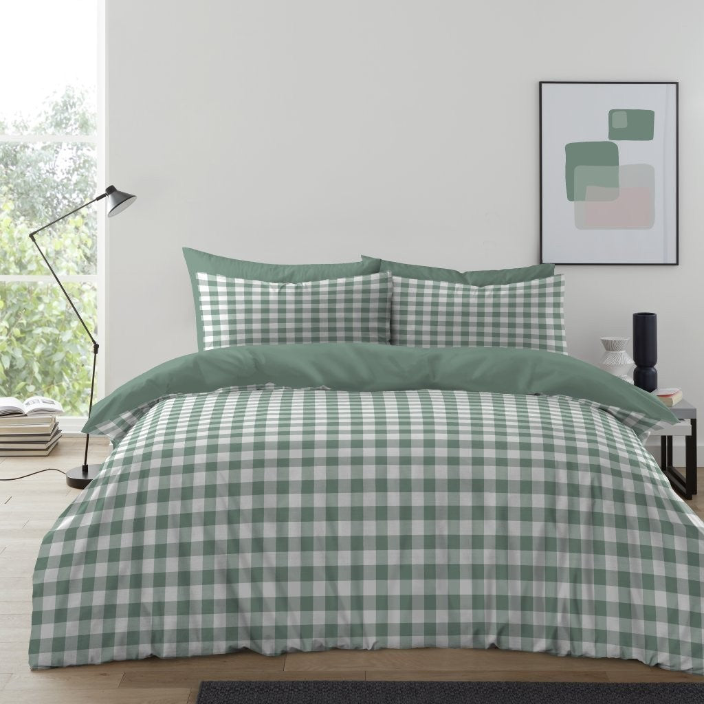 Gingham Moor Duvet Cover Set with Pillowcases, Soft Macrofibre Bedding Set