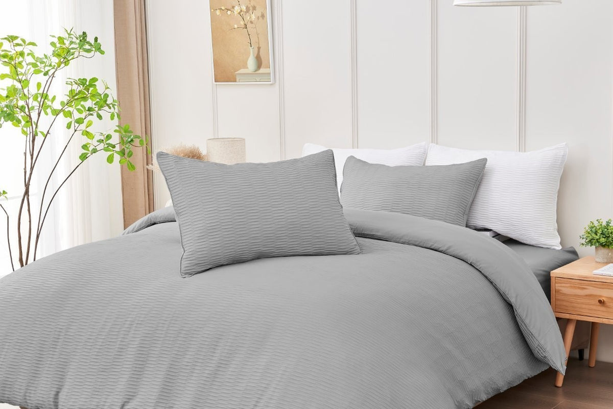 Luxury Seersucker Durham Duvet Cover & Pillowcase Set Breathable Bedding – UK