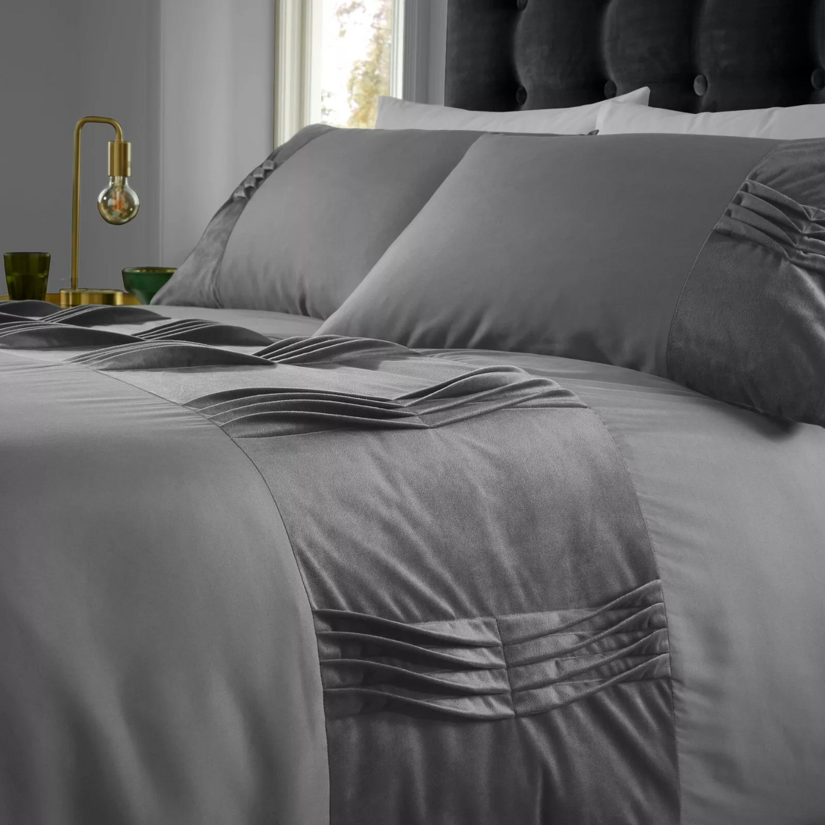 Rivie Velvet Stripe Signature Duvet Cover Set Luxury Quilt Bedding All Sizes – UK