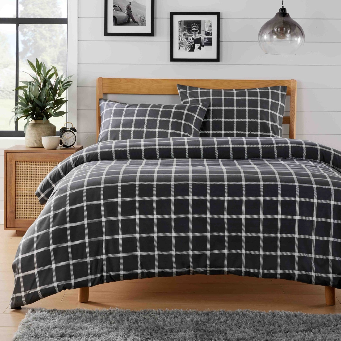Marrakesh & Boston Grey Duvet Cover Set Pillowcase Print Check Bedding All Sizes