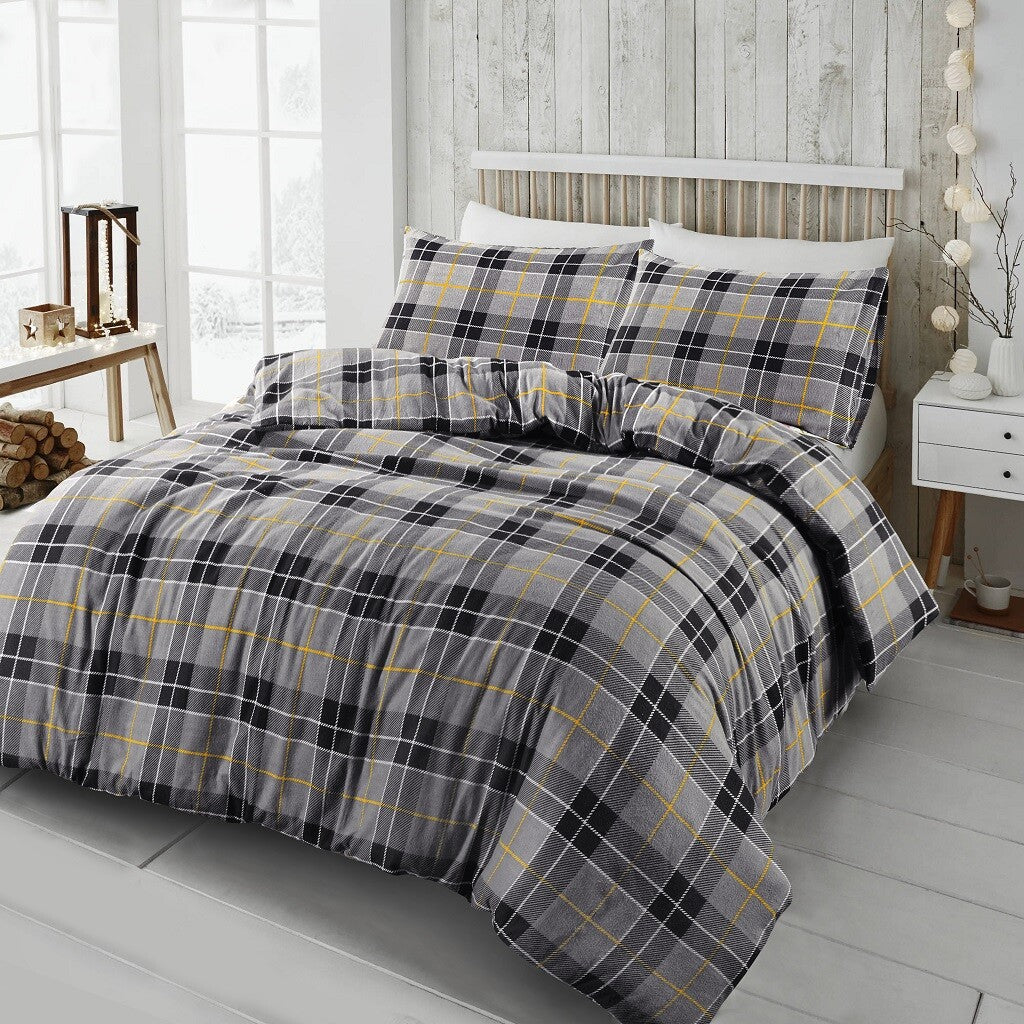 Flannelette Duvet Cover 100% Brushed Cotton Thermal Quilt Bedding Set Pillowcase