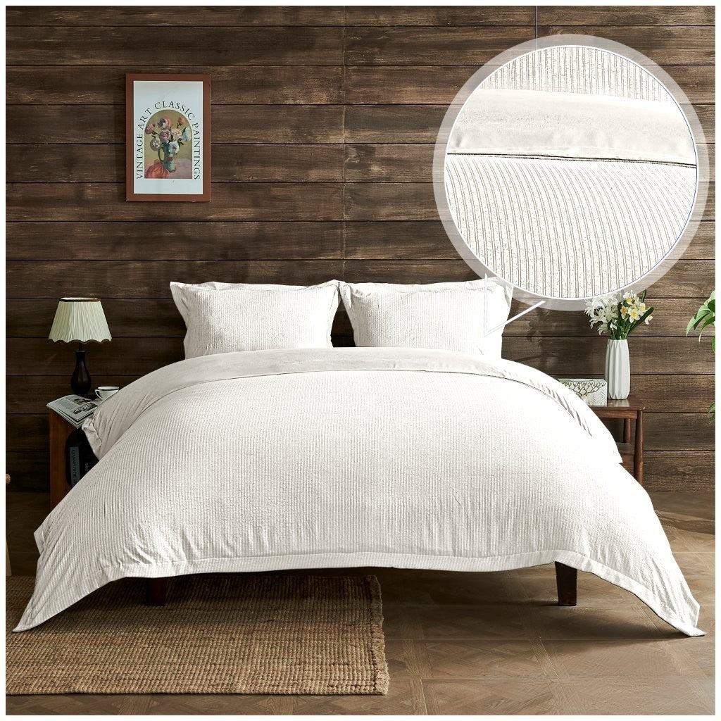 Seersucker Newry Duvet Quilt Cover Pillow Case Bedding Bed Set 5 Colours