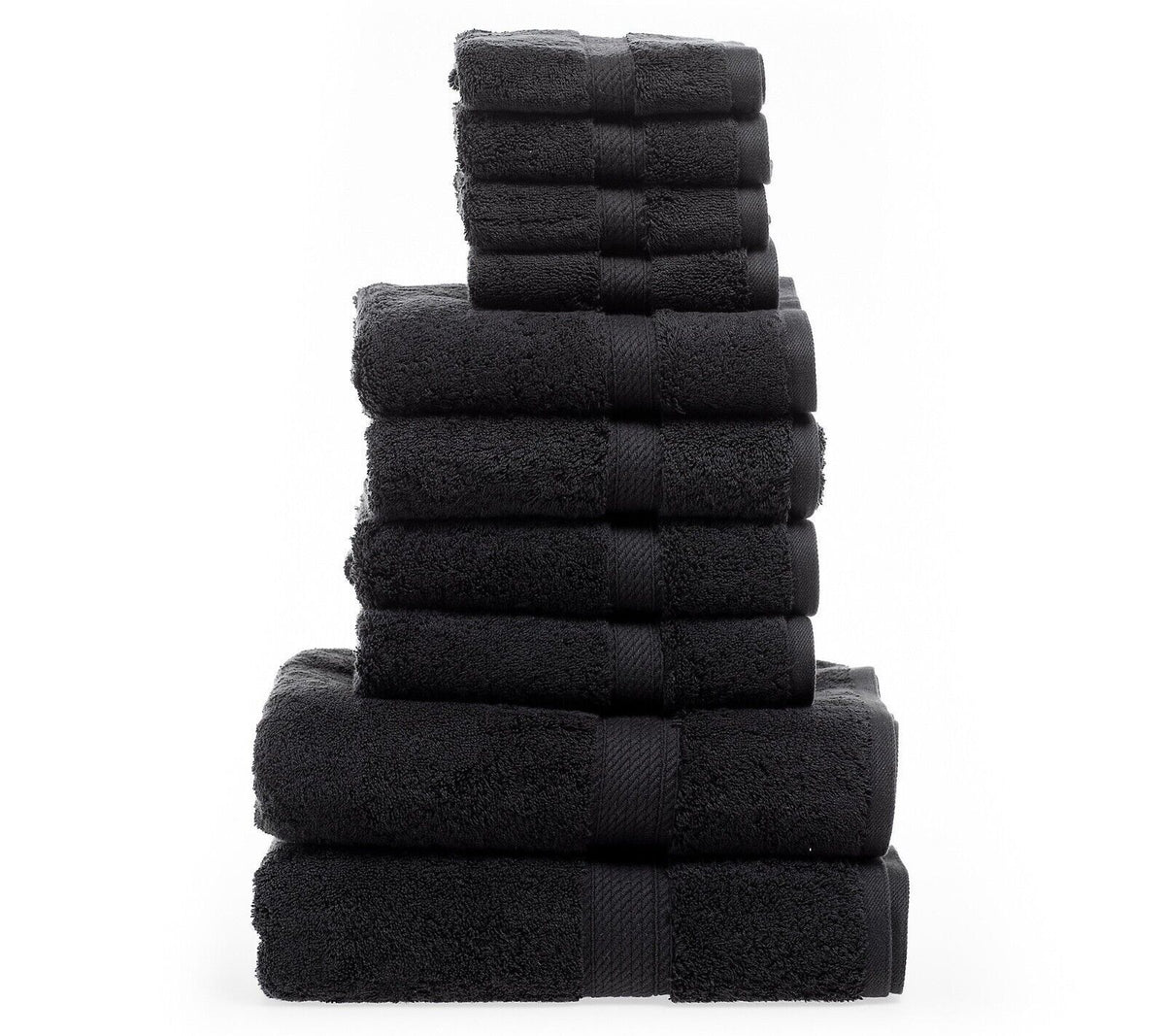 10 Piece Egyptian Cotton Towel Bale Set Face Hand Bath Towels 500 GSM in Black – UK
