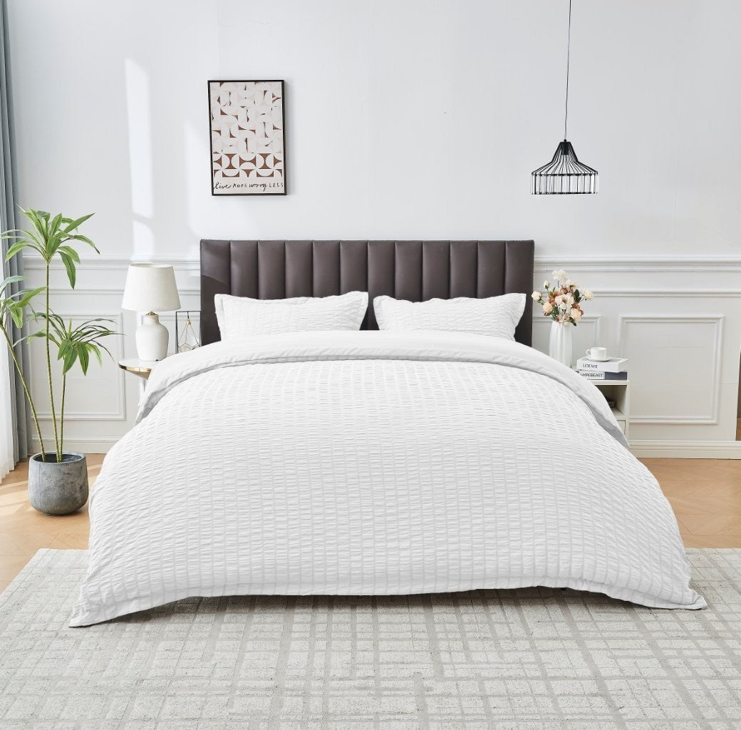 Seersucker Duvet Cover Set Soft Breathable Bedding Quilt Cover Pillowcase