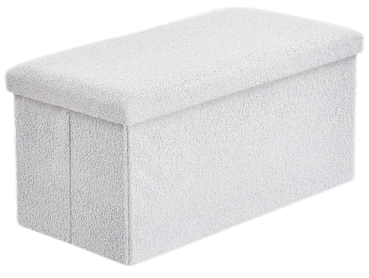 Folding Boucle Teddy Ottoman Storage Box Collapsible Toy Chest Small Large – UK