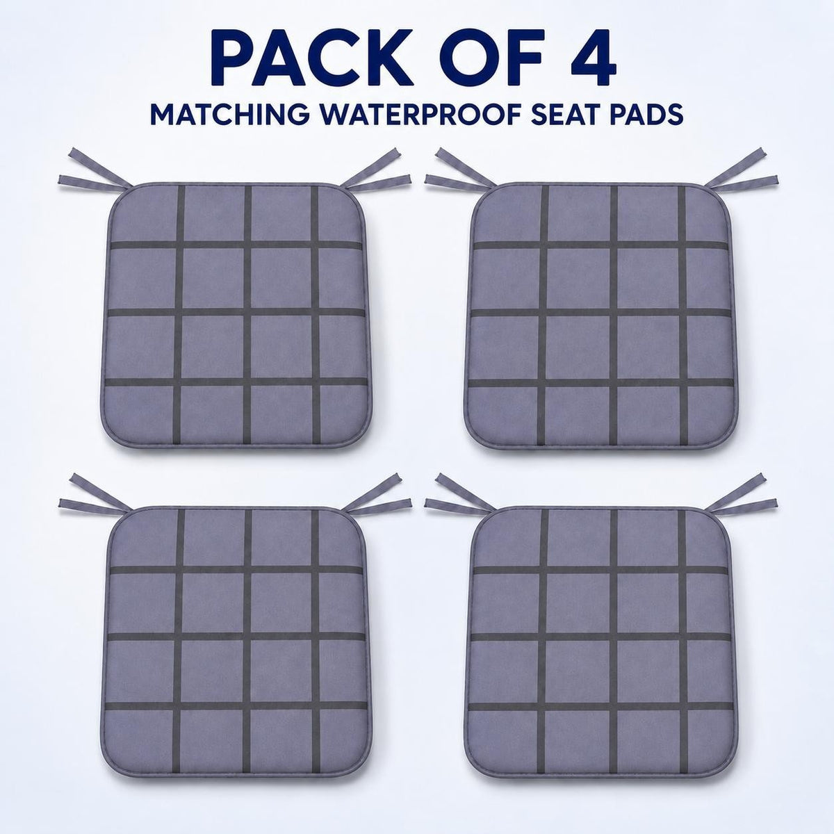 Waterproof check seat pads colour options in blue and grey