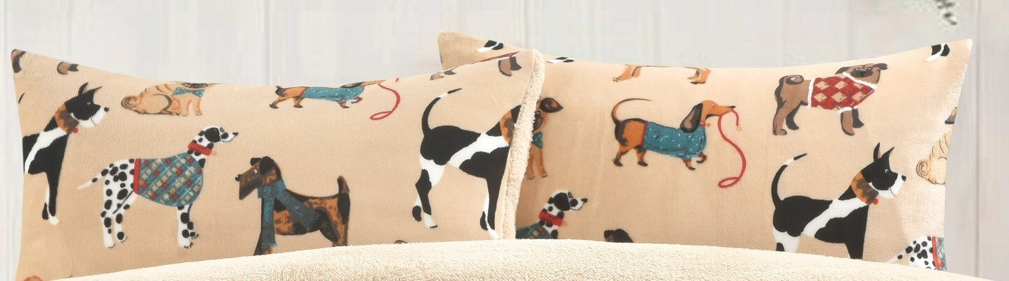 Dogs Pattern Teddy Fleece Duvet Cover Sets Super Soft Warm Winter Bedding Set NZ