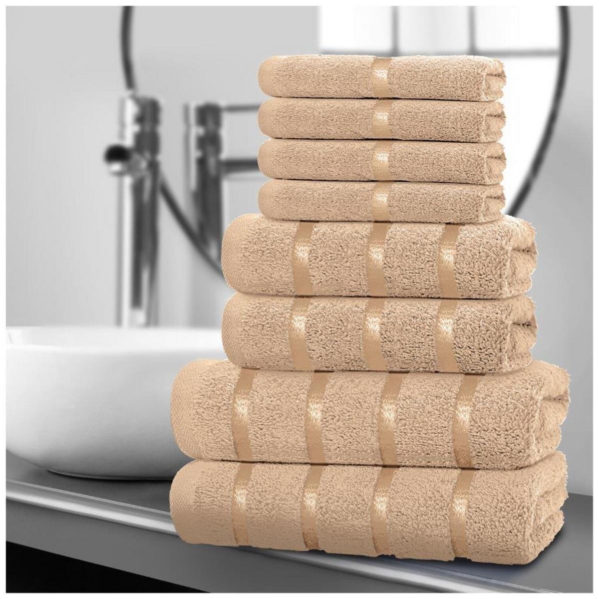 8 Piece Luxury Egyptian Cotton Towel Bale Set Face Hand Bath Towels 500 GSM – UK