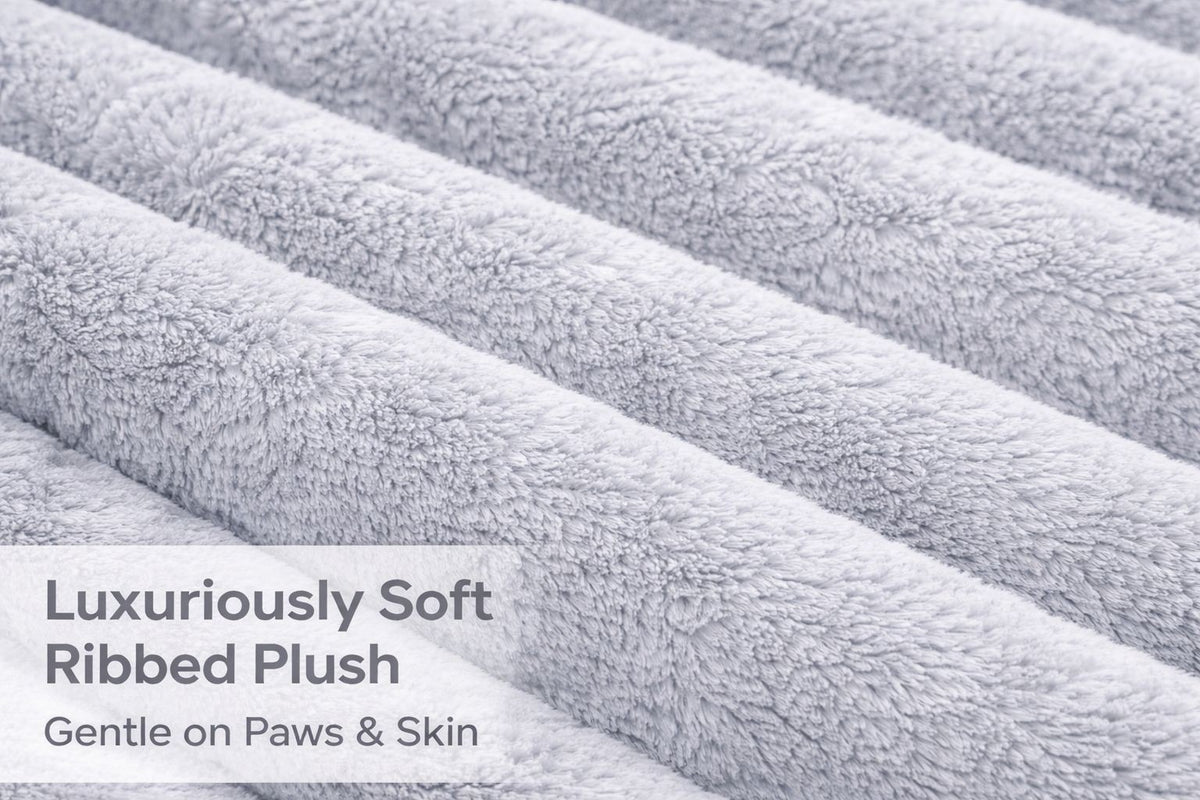 Soft Cord Square Pet Cushion Waterproof Non-Slip Ribbed Plush Sofa Dog Cat Bed – UK