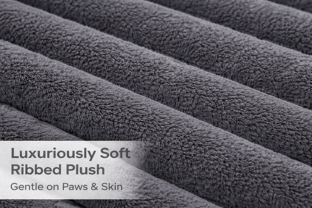 Soft Cord Square Pet Cushion Waterproof Non-Slip Ribbed Plush Sofa Dog Cat Bed – Various Sizes UK