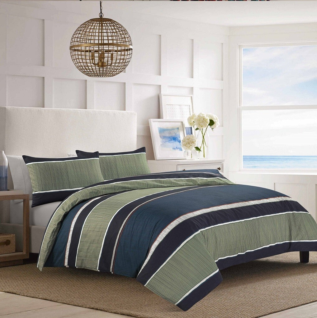 Duvet Cover Set Printed Multi Colour Lines Reversible Nathan Quilt Cover Set