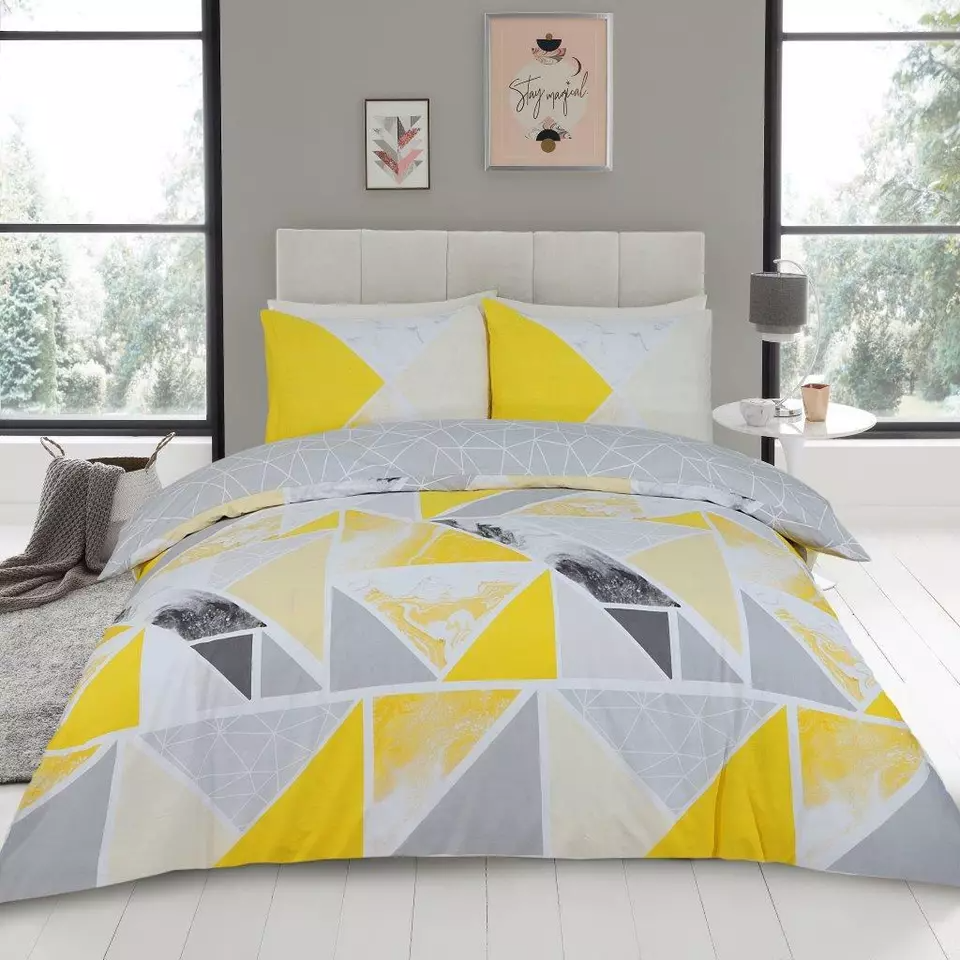 Mila Triangles Pattern Duvet Set Quilt Cover Sets All Seasons Soft Bedding Sets