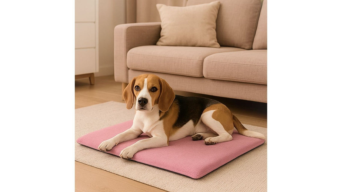 Bonded fibre filling giving the pet mat a plush cushioned feel