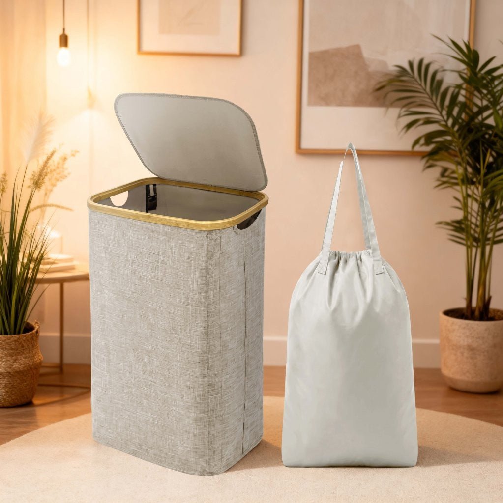Nimora Home Bamboo Laundry Basket with Lid – Natural Clothes & Linen Storage Hamper