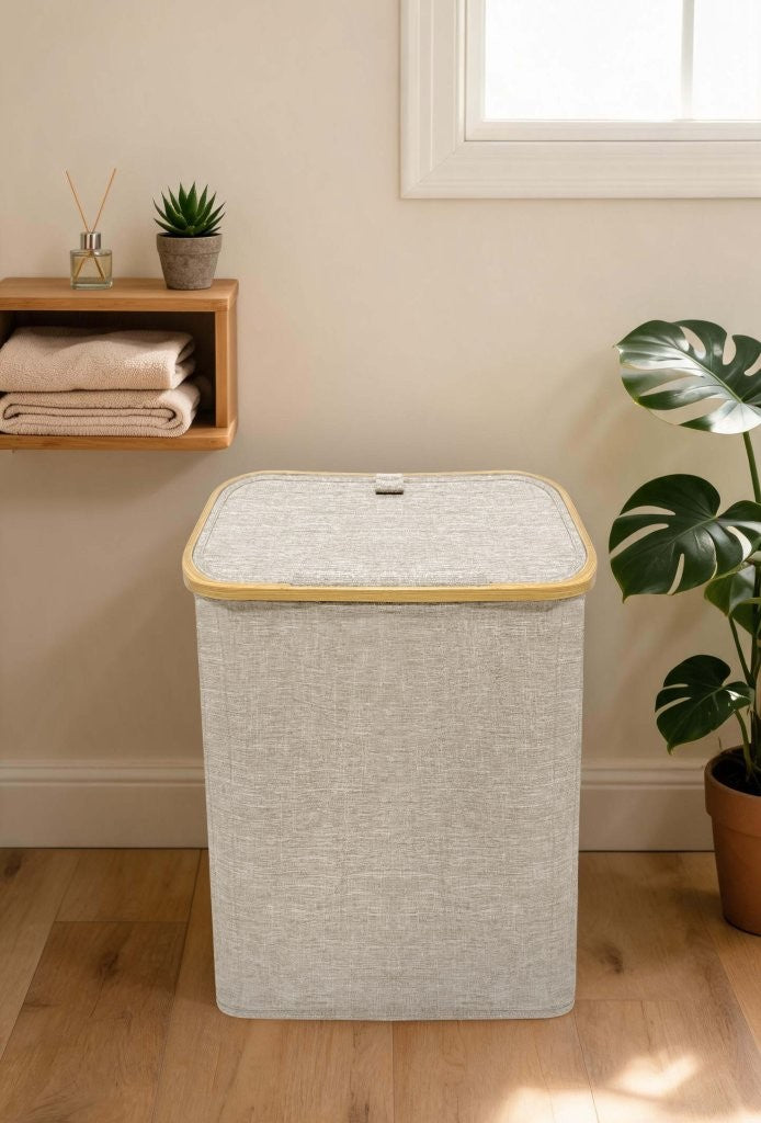 Nimora Home Bamboo Laundry Basket with Lid – Natural Clothes & Linen Storage Hamper