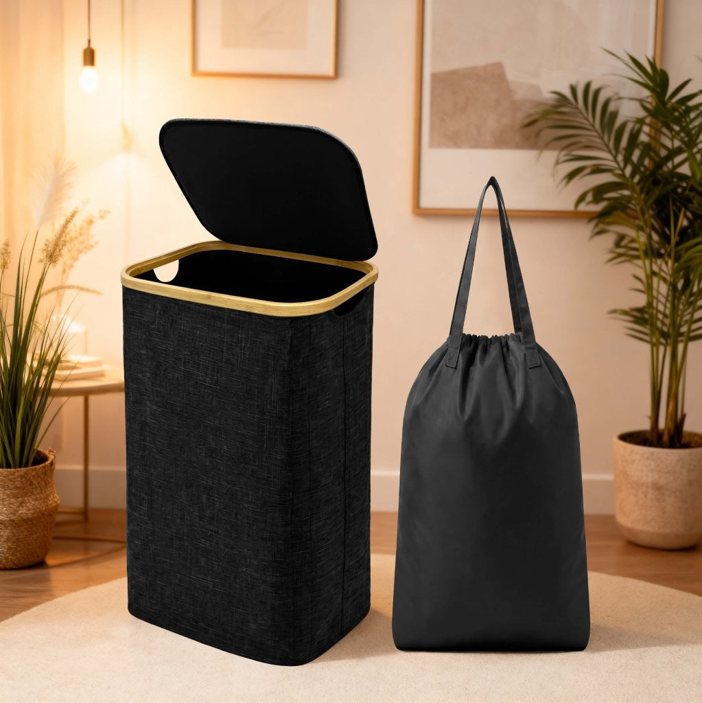 Nimora Home Bamboo Laundry Basket with Lid – Natural Clothes & Linen Storage Hamper