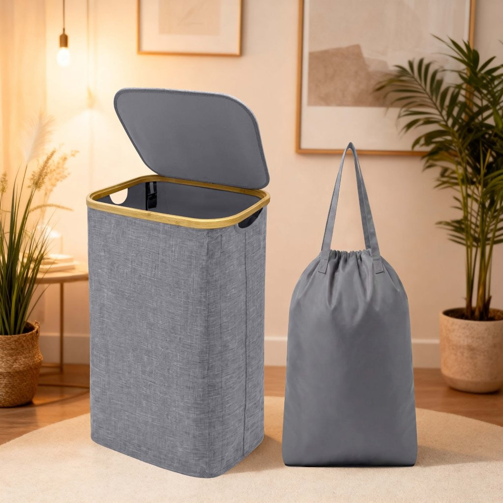 Nimora Home Bamboo Laundry Basket with Lid – Natural Clothes & Linen Storage Hamper