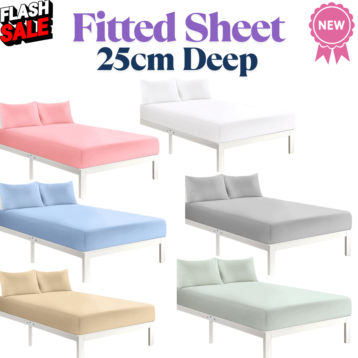 Soft Microfibre Fitted Sheet Deep Pocket 10 inch (25 cm) Easy Care Bottom Sheet