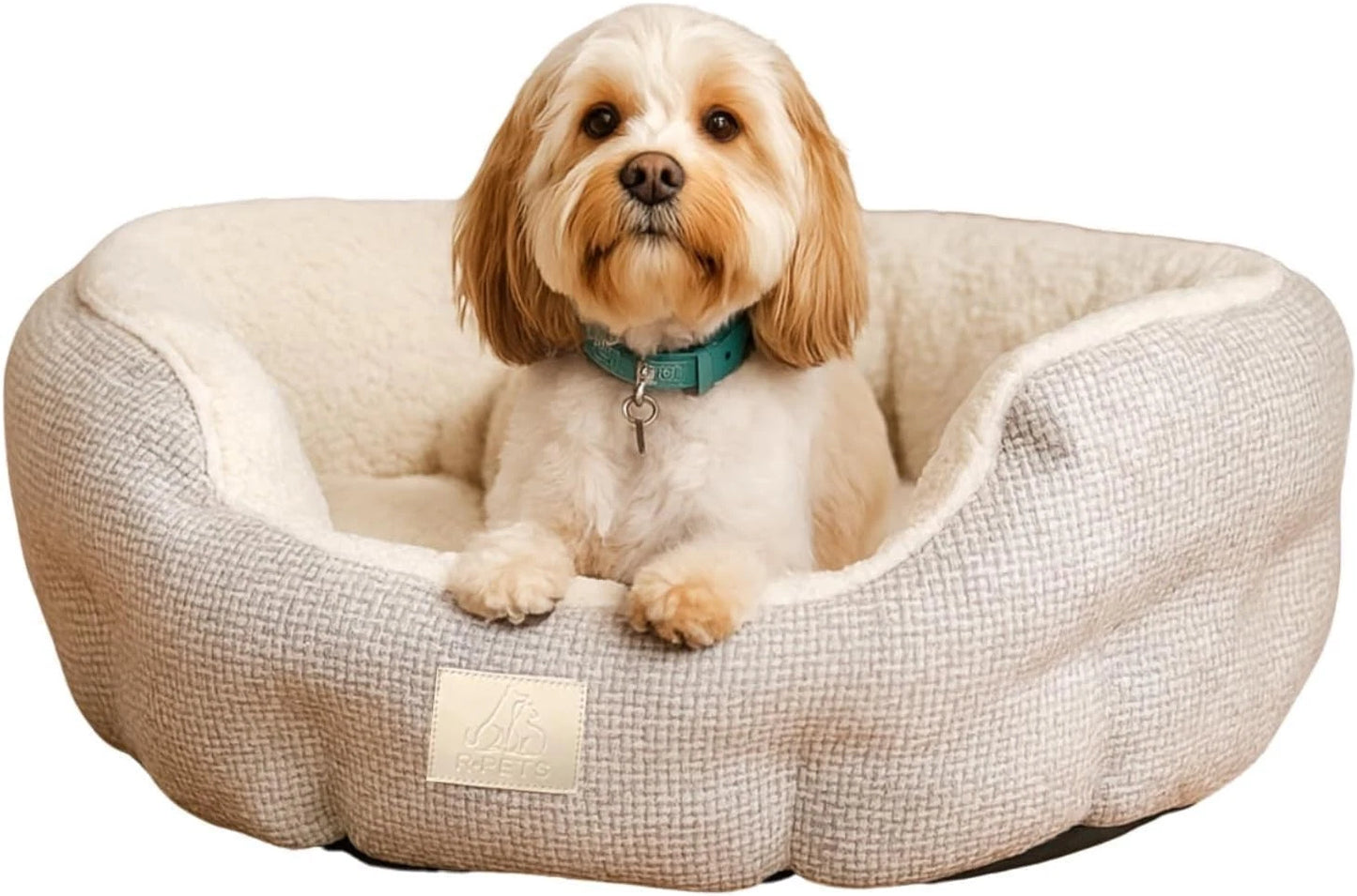 Fluffy Sherpa Calming Dog Bed – Anti-Anxiety Donut Bed for Cats, Puppies & Medium Dogs