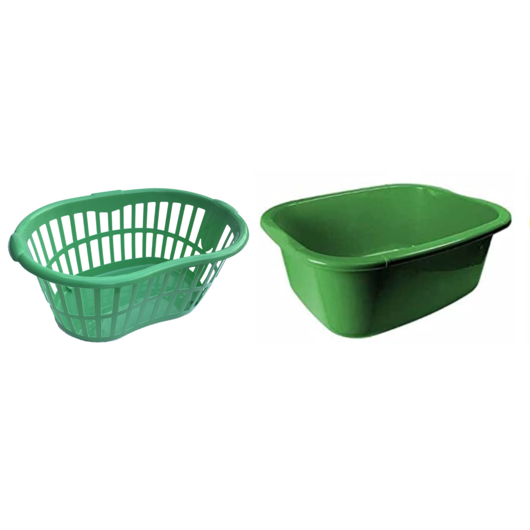 34L Hipster Laundry Basket Plastic Clothes Storage Bin Hamper & 11L Wash up Bowl