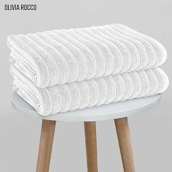 Pack of 2 Jumbo Ribbed Bath Sheet Bathroom Large Bath Towel Highly Absorbent Quick Dry Super Soft 100% Cotton Extra Large Bath Sheets