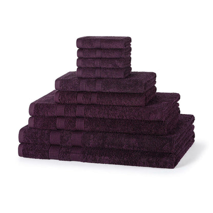 500GSM cotton 10 piece towel bale set in Purple — vibrant bathroom towel bundle with 2 bath sheets
