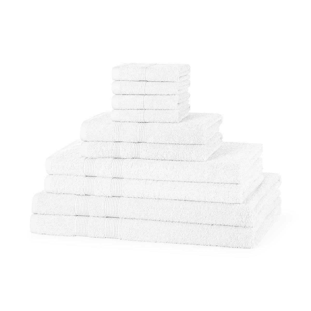 500GSM cotton 10 piece towel bale set in Light Grey — neutral bathroom towel bundle with 2 bath sheets