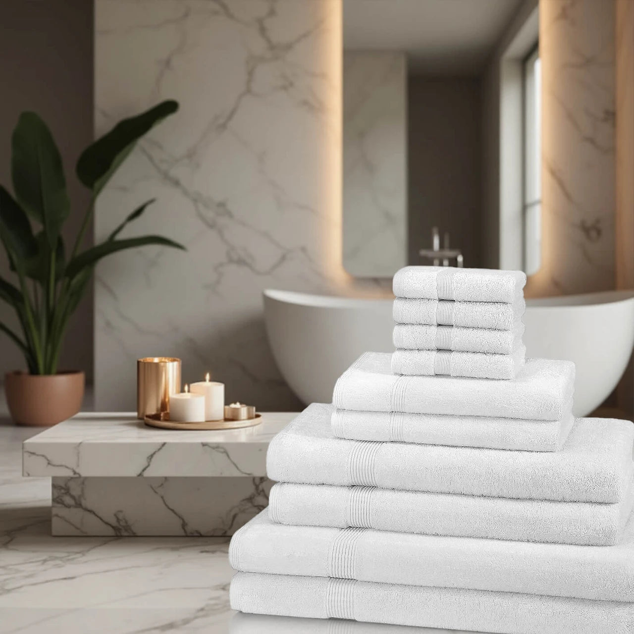 10 Piece 600GSM Cotton Towel Bale Set - White
