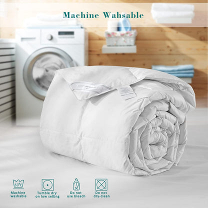 Duck Feather & Down Duvet Hotel Quality Anti-Dust mite Down Quilt Hypoallergenic Super Soft Natural Feather White Duvets, Pure Cotton Down-Proof Casing, Box Stitched