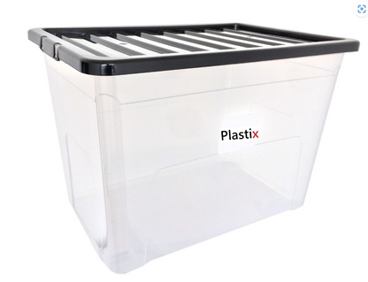 Plastic Storage Boxes Clear Box with Lid Office Stackable Containers 28L