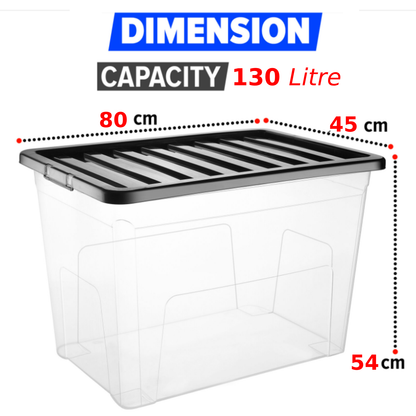 Plastic Storage Boxes Clear Box with Lid Office Stackable Containers 28L