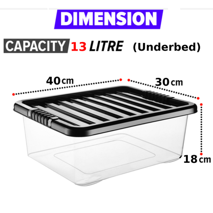 Plastic Storage Boxes Clear Box with Lid Office Stackable Containers 28L