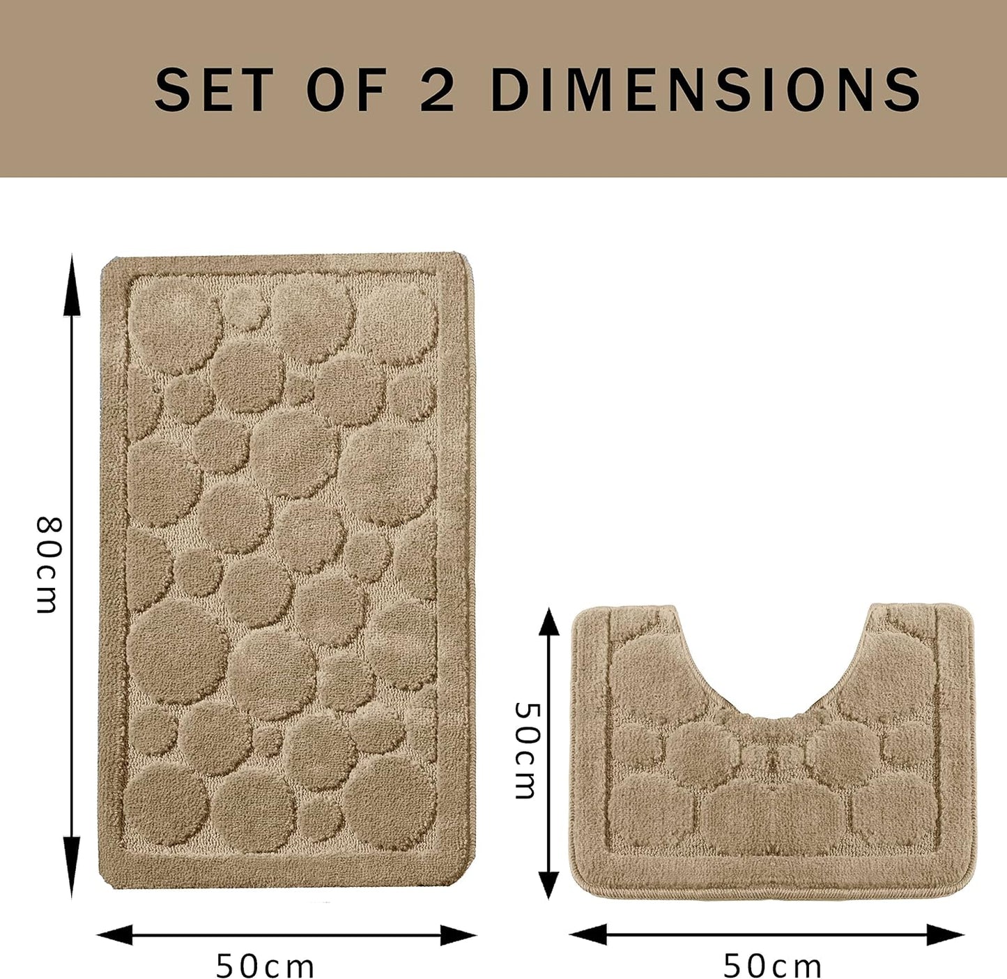 Cali Bubbles 2 Piece Bath Mat & Pedestal Set Non Slip Soft Absorbent Toilet Bathroom Mats Sets