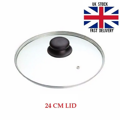 Glass Lids Saucepan Wok Casserole Frying Pan Lid 16 18 20 22 24 26 28 30 32 34cm