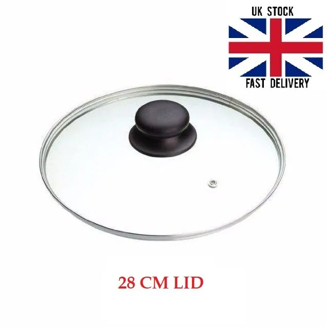 Glass Lids Saucepan Wok Casserole Frying Pan Lid 16 18 20 22 24 26 28 30 32 34cm