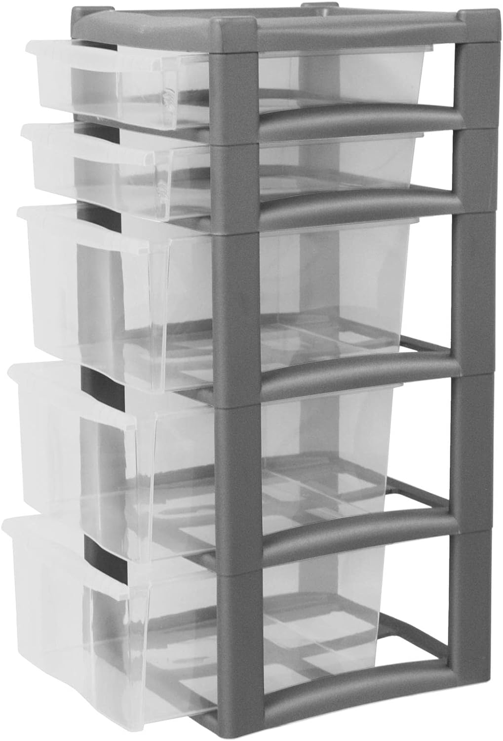 EXTRA LARGE DRAWER STORGE BLACK Plastic 5 Drawer Unit 2 Shallow with 3 Deep Drawers Chest Drawer School Office Home Storage