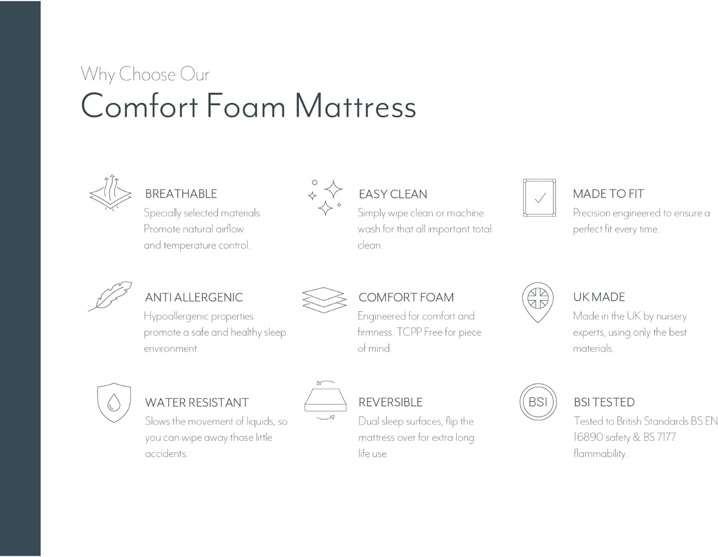 Baby Moses Basket Mattress UK Made – Breathable Foam Crib/Pram/Cradle Mattress, Thick Quilted Soft Padding for Newborns, Oval Shaped, Comfortable & Supportive Baby Bedding