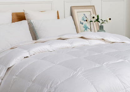 Duck Feather & Down Duvet Hotel Quality Anti-Dust mite Down Quilt Hypoallergenic Super Soft Natural Feather White Duvets, Pure Cotton Down-Proof Casing, Box Stitched