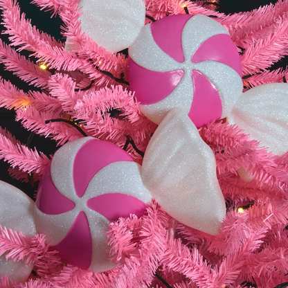 2 Pack XL Sweet Decorations - White/Pink | Christmas Tree Ornaments