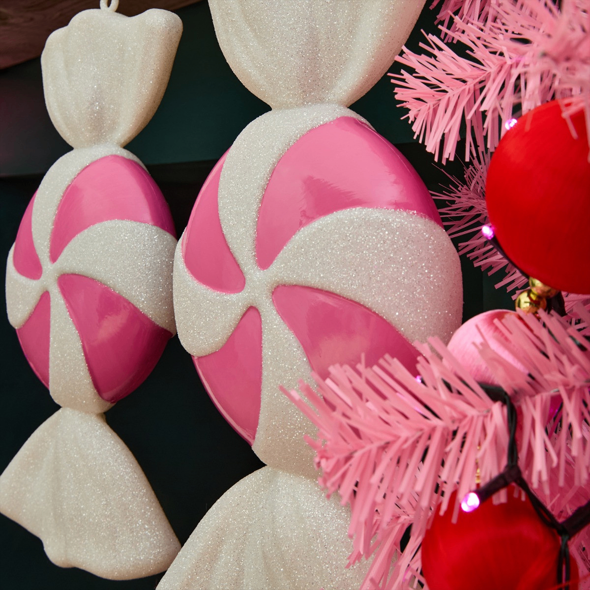 2 Pack XL Sweet Decorations - White/Pink | Christmas Tree Ornaments