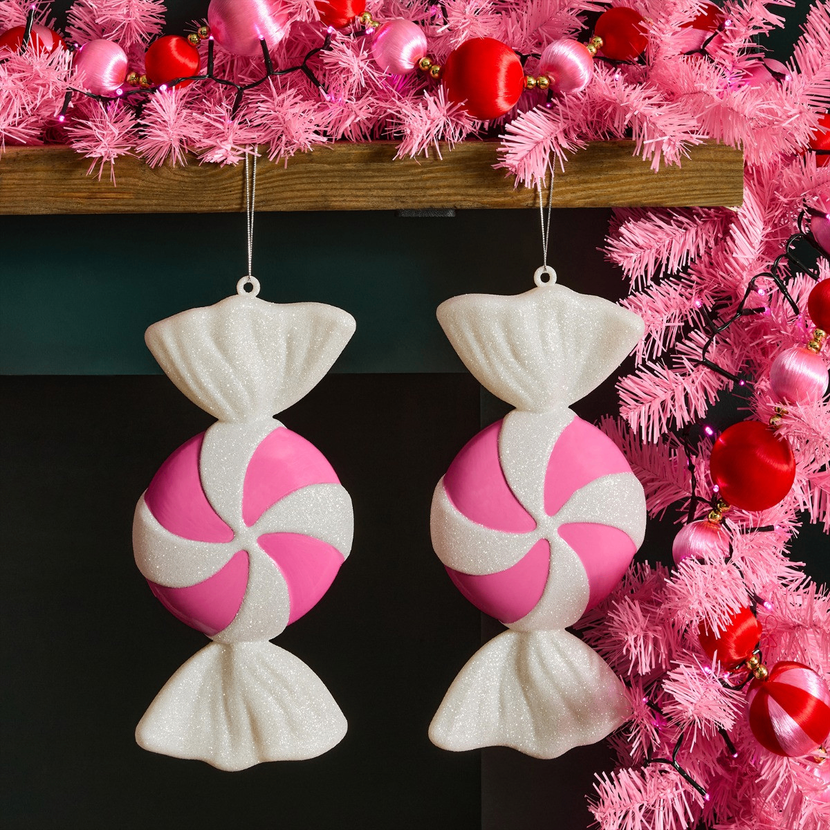 2 Pack XL Sweet Decorations - White/Pink | Christmas Tree Ornaments