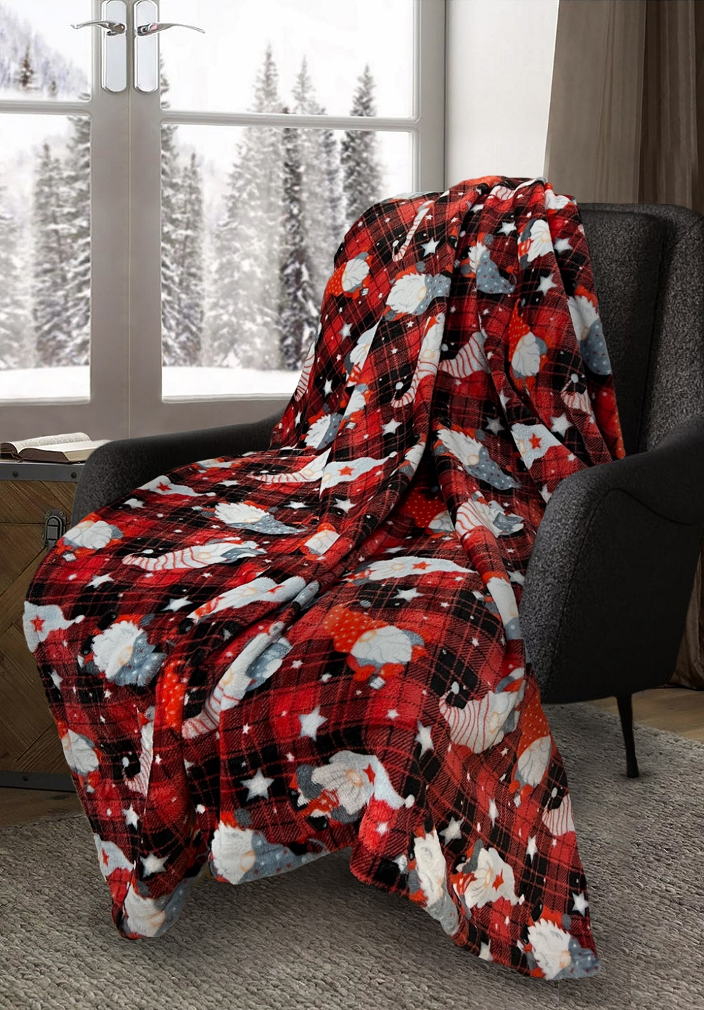 Gonk Tartan Check Teddy Sherpa Fleece Super Soft Warm Cosy Kids and Adults Duvet Cover Sets Xmas Festive Season Quilt Covers Bedding Sets