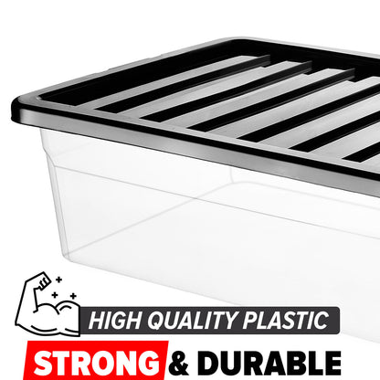 Plastic Storage Boxes Clear Box with Lid Office Stackable Containers 28L
