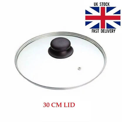Glass Lids Saucepan Wok Casserole Frying Pan Lid 16 18 20 22 24 26 28 30 32 34cm